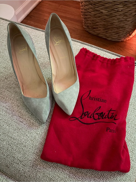 Christian Louboutin Shoes - Christian Louboutin Grey Suede Pointed Toe Pumps
